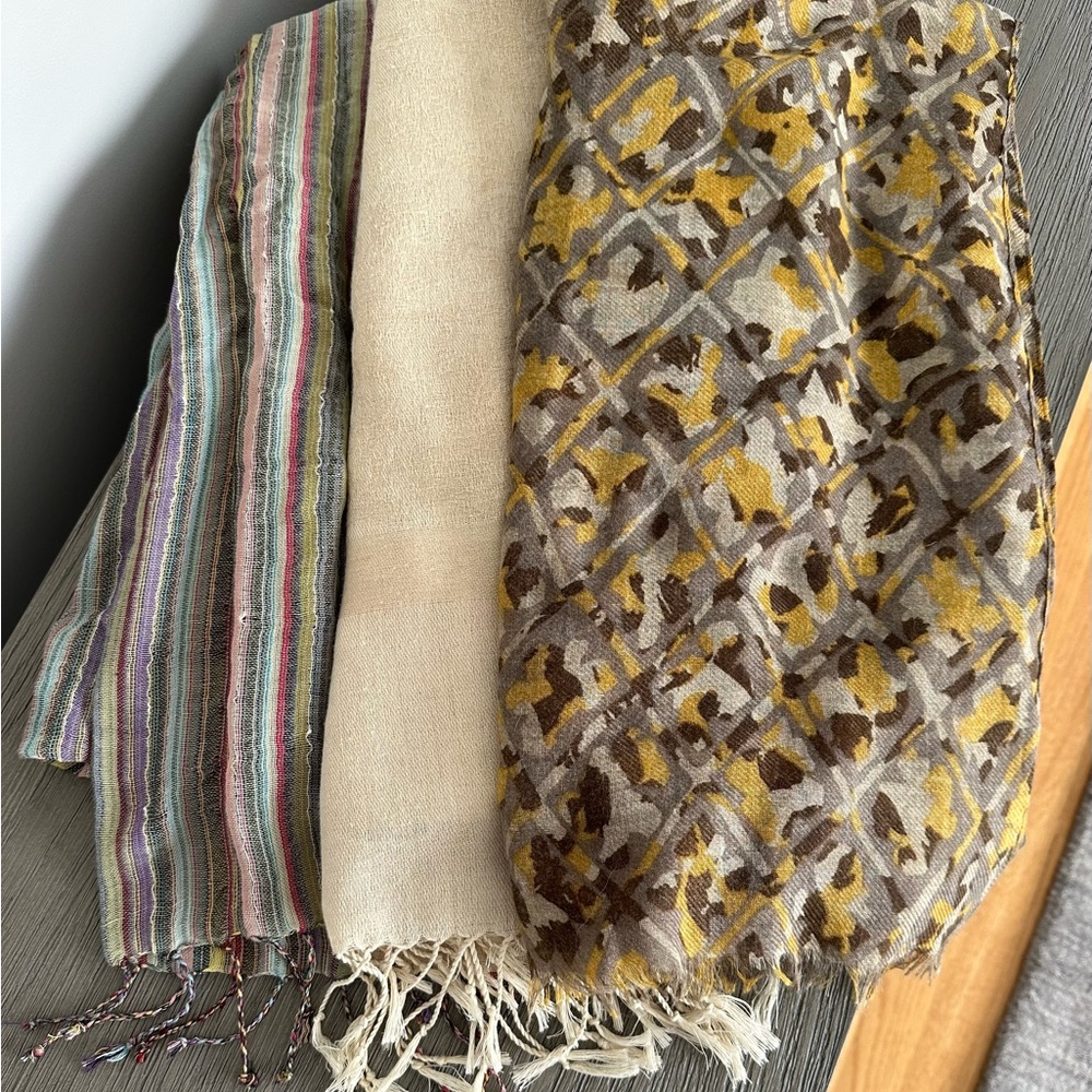 3-Piece Neutral Scarf Bundle Cream Brown Women’s Scarves